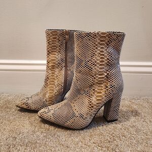 Snakeskin Patterned Ankle Booties